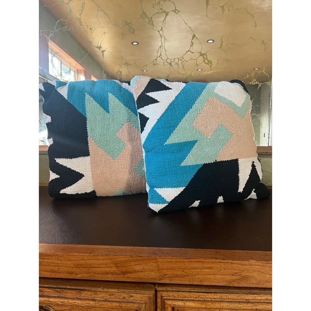 Colorful Geometric Kilim Pillows Urban Outfitters Desert Modern Set‎ 2 Boho